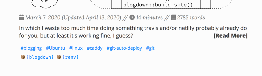 Bottom of a blog post showing a list of used R packages with package-emoji displayed before each